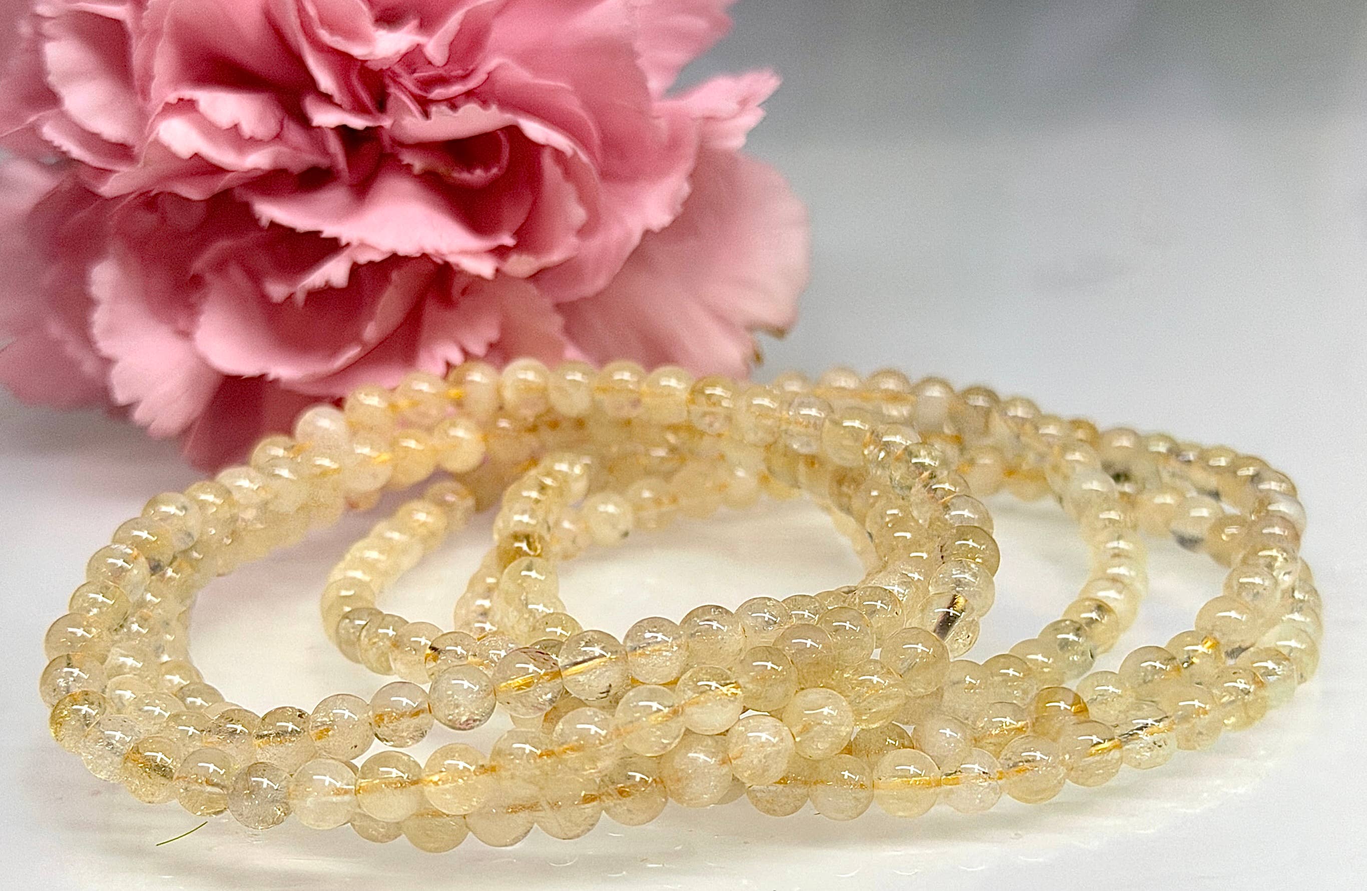 Citrine 4mm 7.5” Crystal Healing Stretch Bracelets 