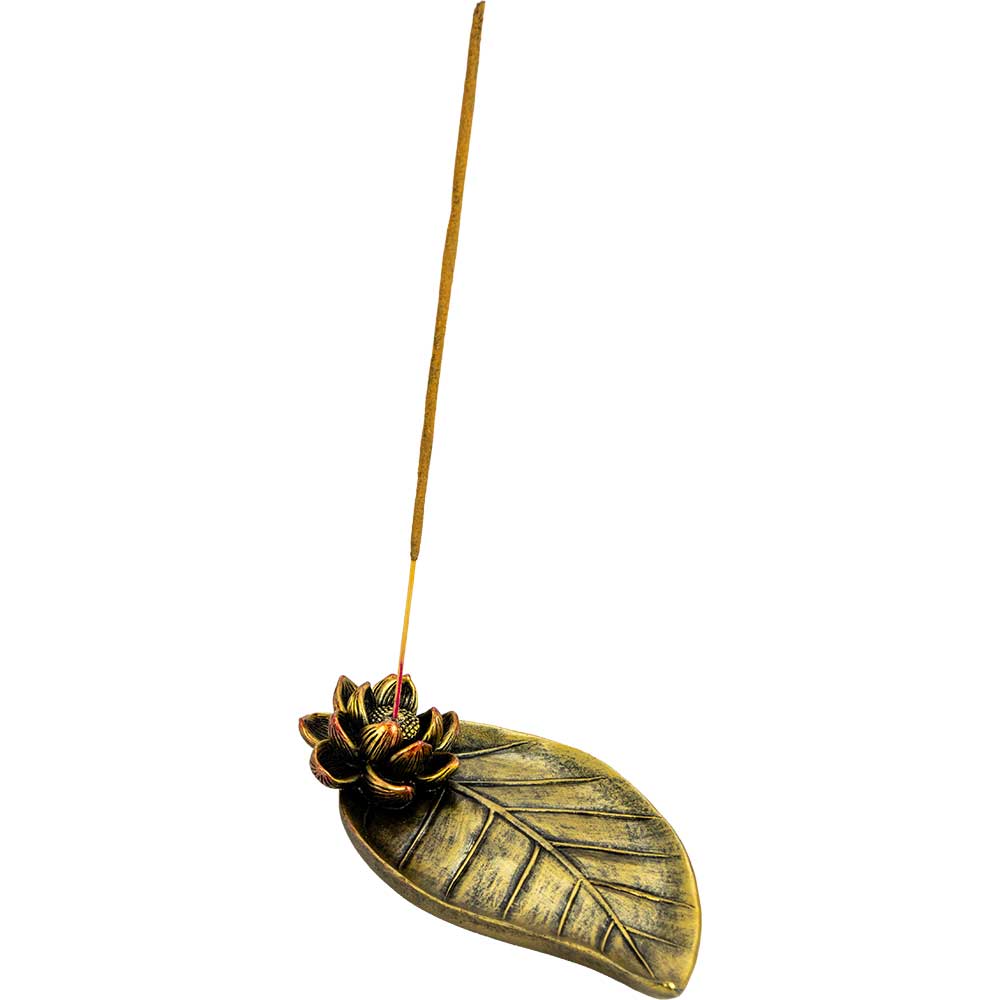 Polyresin Incense Holder - Lotus & Leaf (Each): Lotus & Leaf