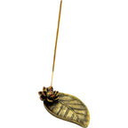Polyresin Incense Holder - Lotus & Leaf (Each): Lotus & Leaf