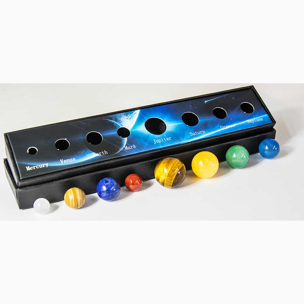 Gemstone Spheres - 8 Planets Solar System w/ Gift Box