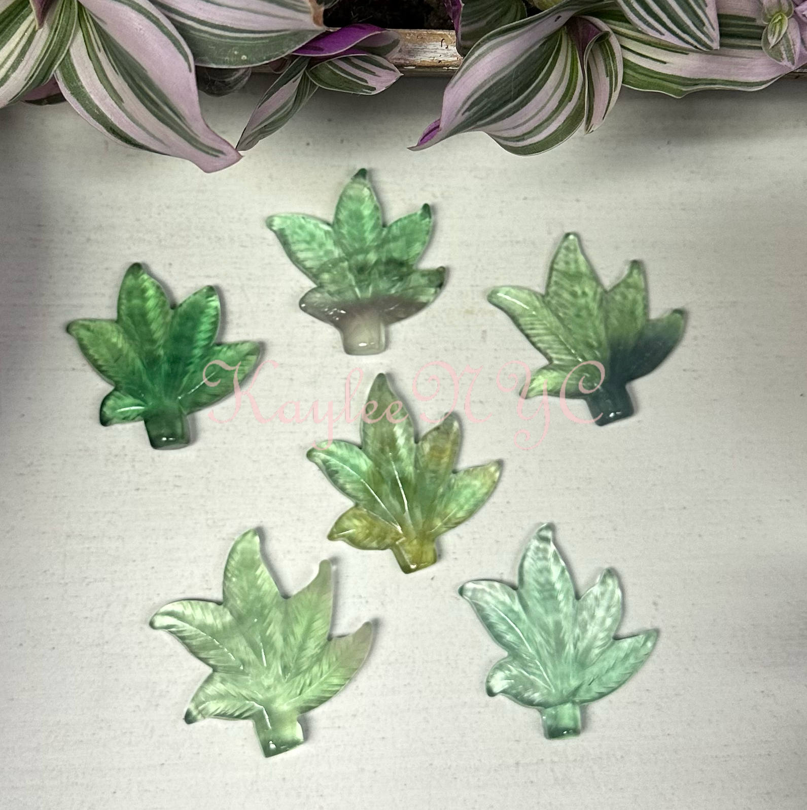 2” Natural Fluorite Pot Leaf Healing