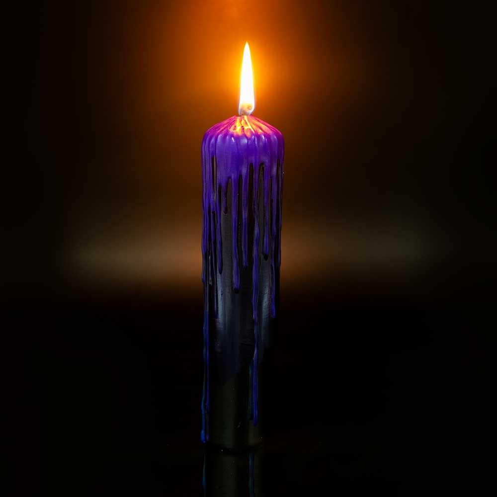 Dripping Colors Pillar Candle - Black/Purple (Each): Black/Purple