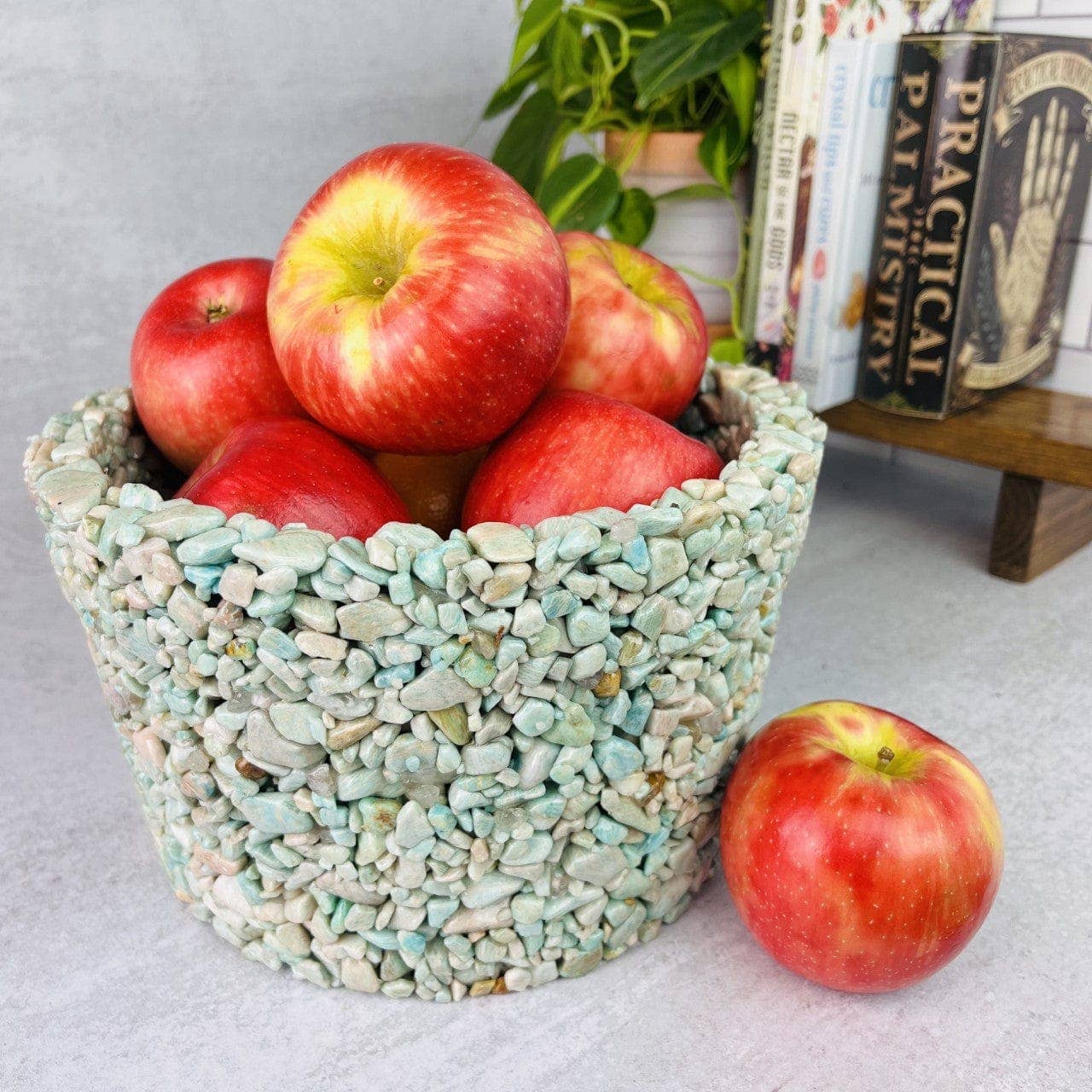 Tumbled Stone Crystal Flower Pot - Size #3: Amethyst