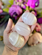 Pink Calcite Palm Stones, UV Reactive, Glows Pink, Fluorescent Minerals: 75-99 Grams
