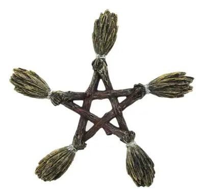 Witches Broomstick Pentagram Wall Plaque