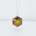 Pendant Faceted Hexagon Seed of Life - Tiger Eye (Each): Tiger eye