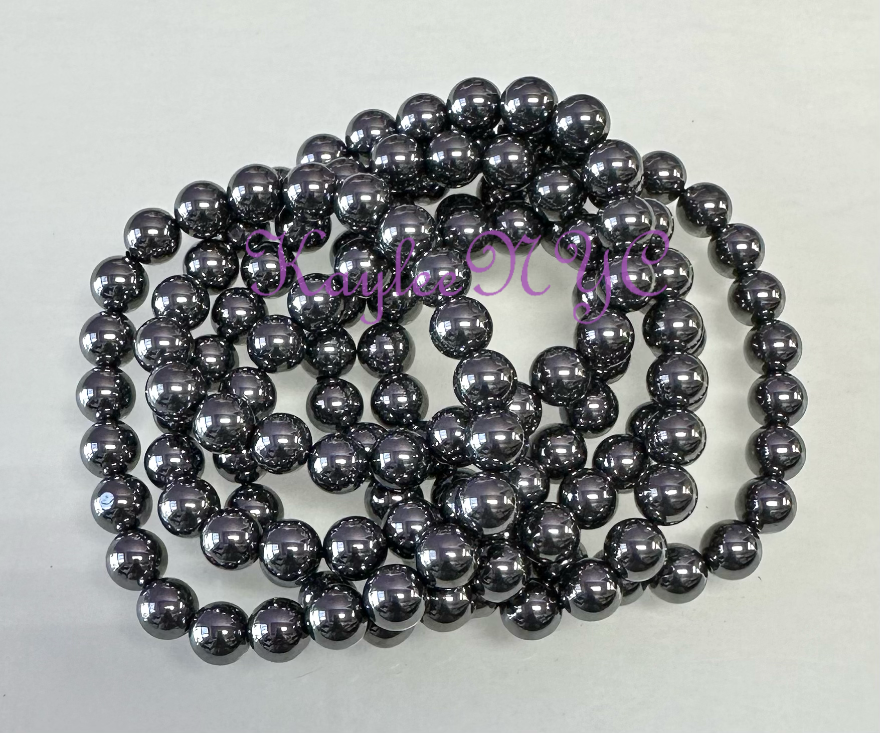 8mm Terahertz Crystal Healing Stretch Bracelet 7.5"
