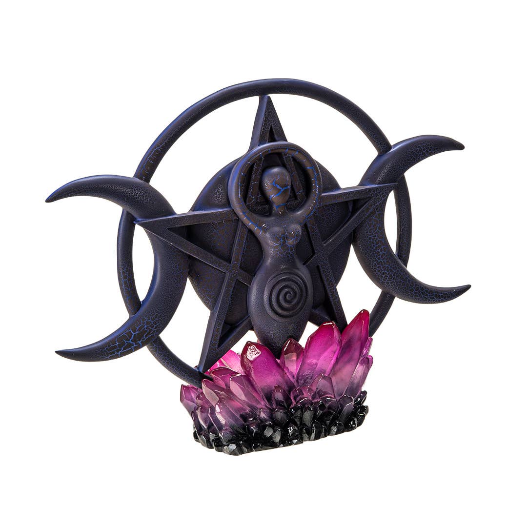 Triple Moon Spiral Goddess with LED Base