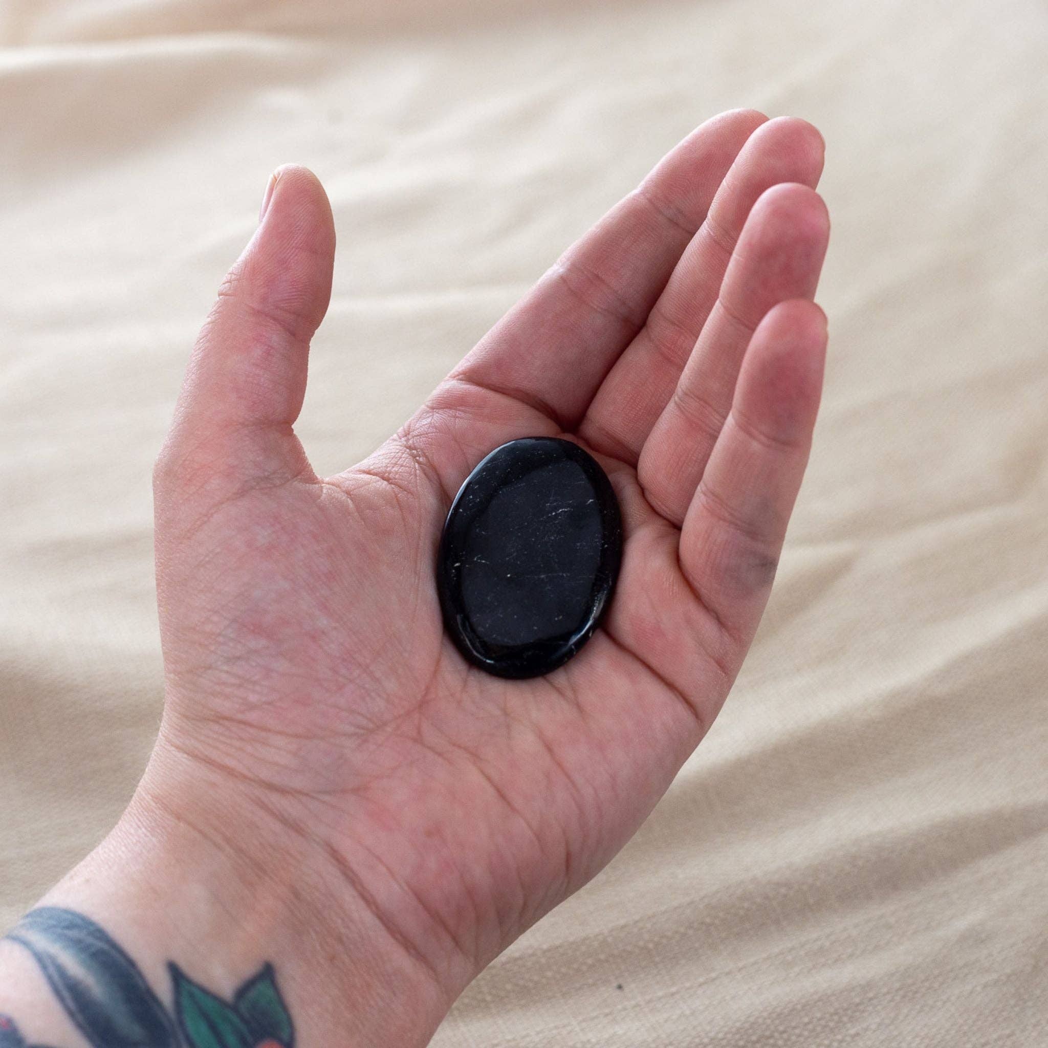 Black Tourmaline Palm Stone.