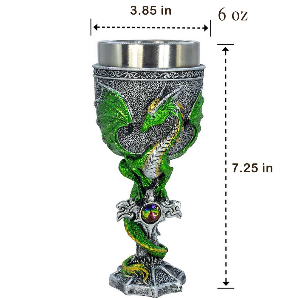 Stainless Steel Chalice - Medieval Dragon w/ Gem (Each): Medieval Dragon