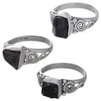 Shungite Assorted Shapes Spiral Band Ring: Sterling Silver / 6 / Sunghite