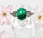 Natural Malachite Stainless Steel Rings 8x10mm