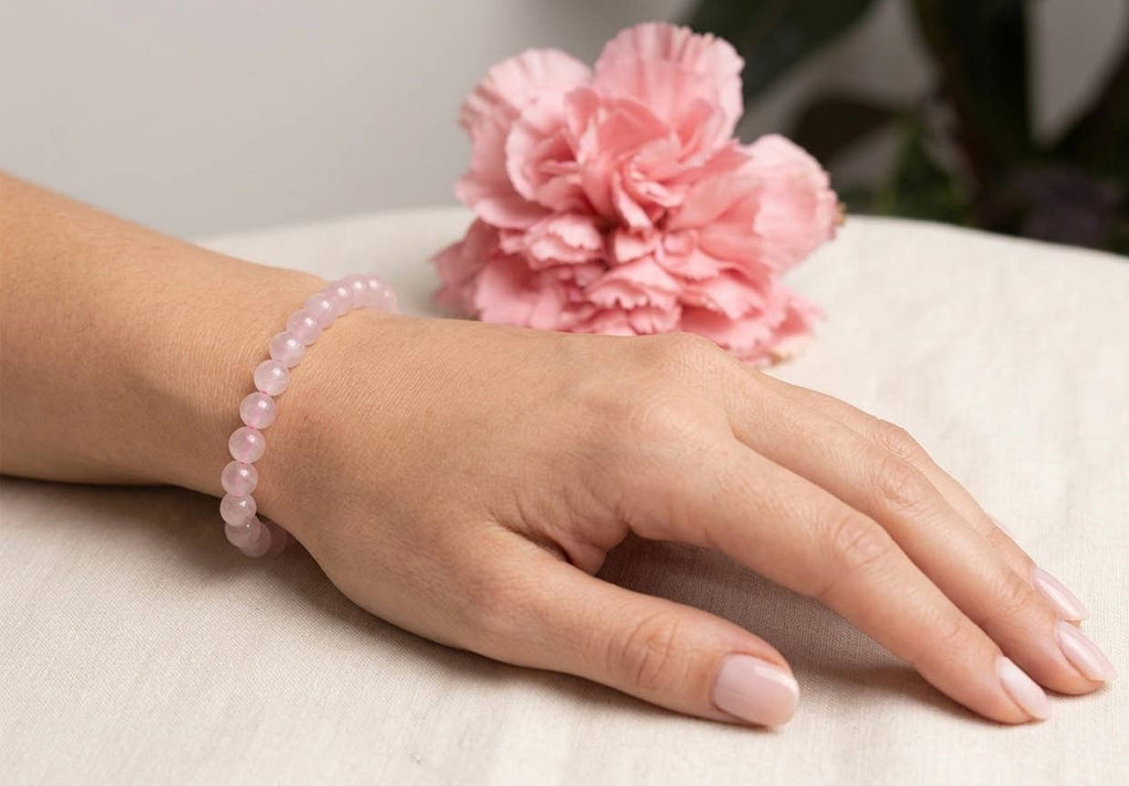 6mm Natural Rose Quartz Crystal Healing Stretch Bracelet