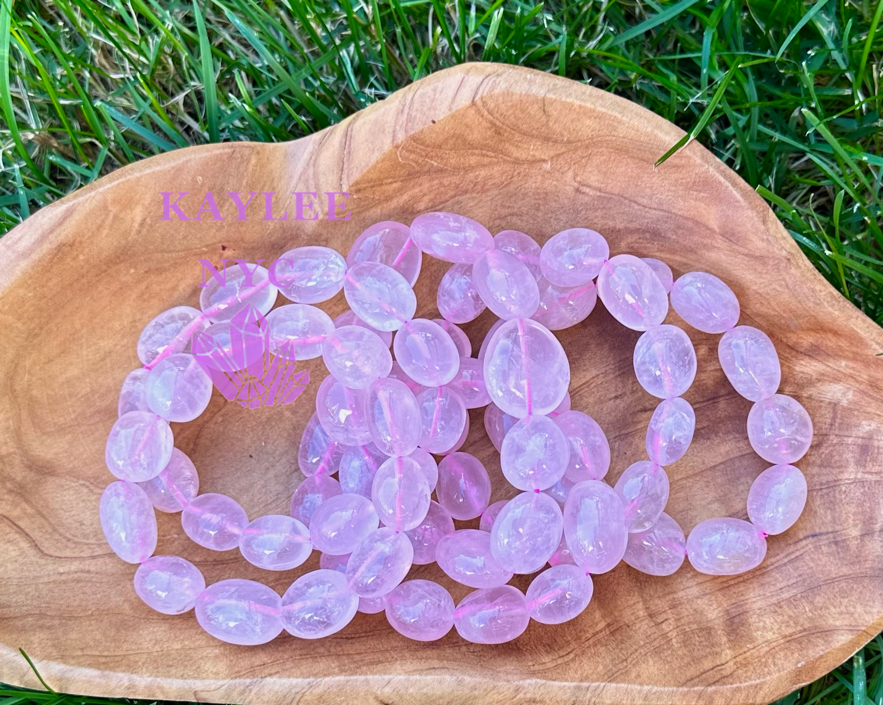 ~15 Rose Quartz Natural Crystal tumble Stretch Bracelet 8”