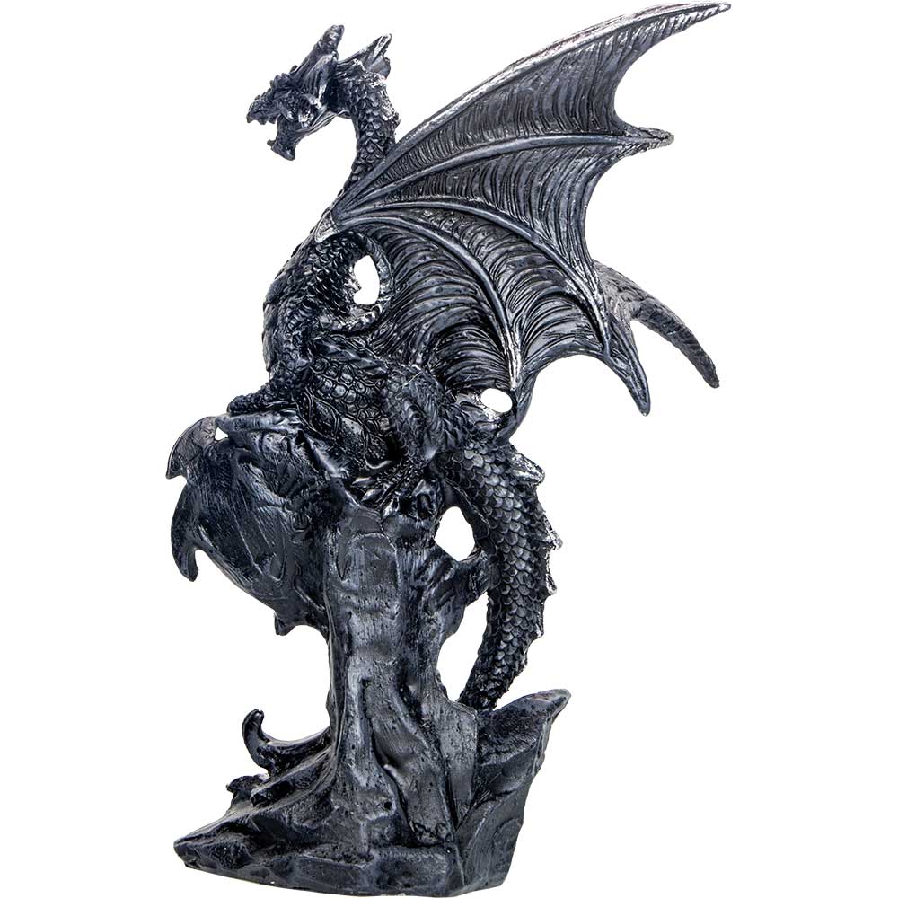 Polyresin Winged Dragon Perched on Shield w/Gem (Set of 2): Dragon