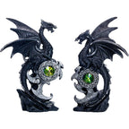 Polyresin Winged Dragon Perched on Shield w/Gem (Set of 2): Dragon