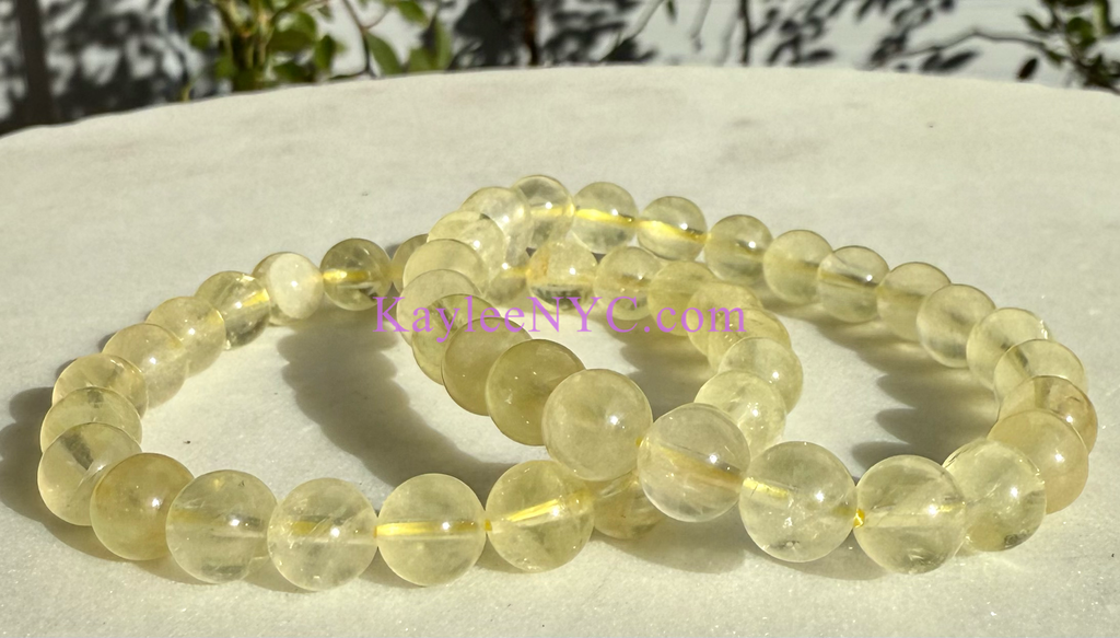 8mm Natural Lemon Quartz Crystal Healing Stretch Bracelet