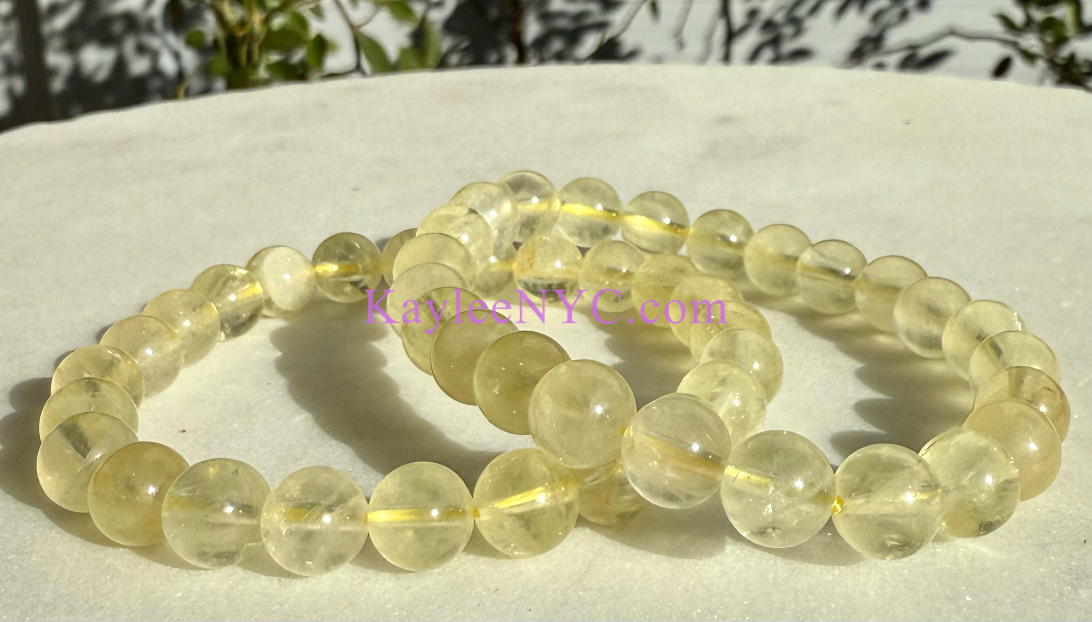 8mm Natural Lemon Quartz Crystal Healing Stretch Bracelet