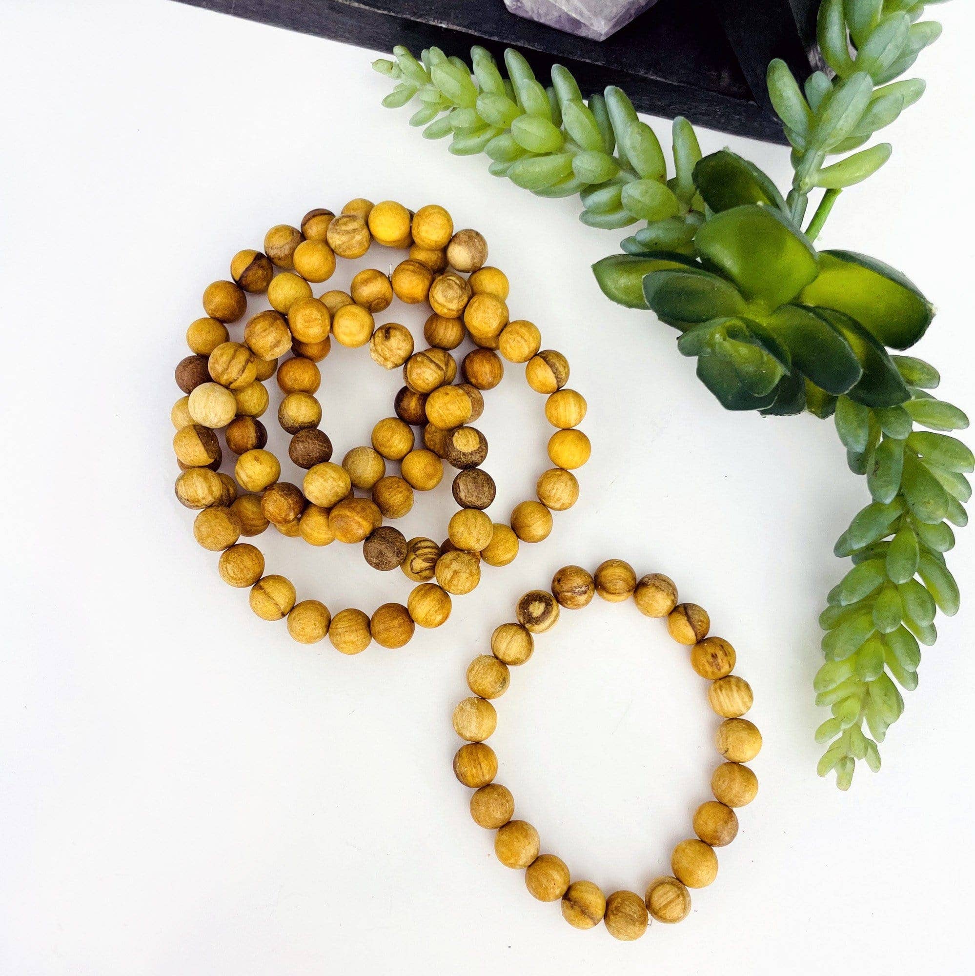 Crystal Palo Santo Round Bead Bracelets  8mm Beads