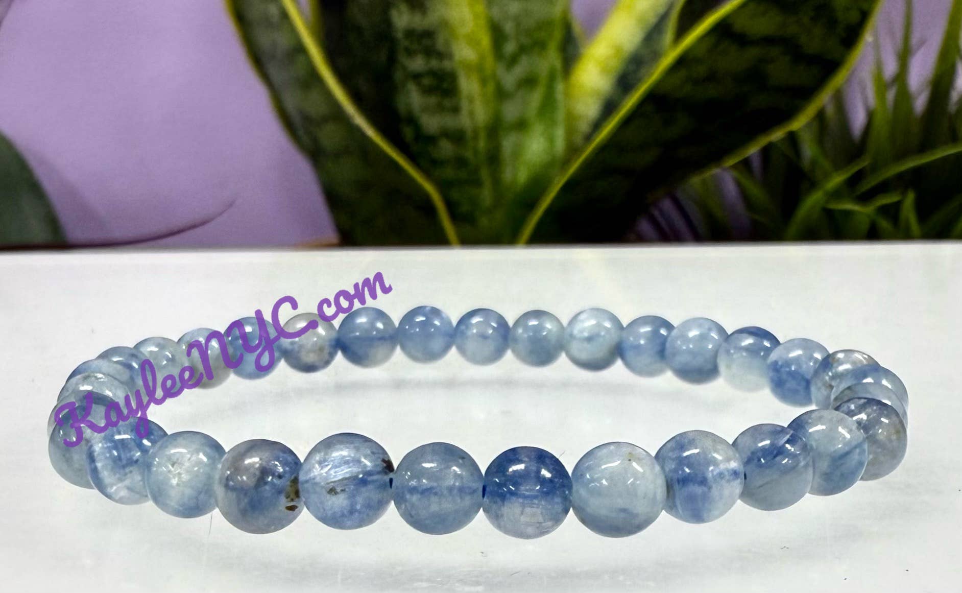 Natural Blue Kyanite 6mm Crystal Healing Stretch Bracelet