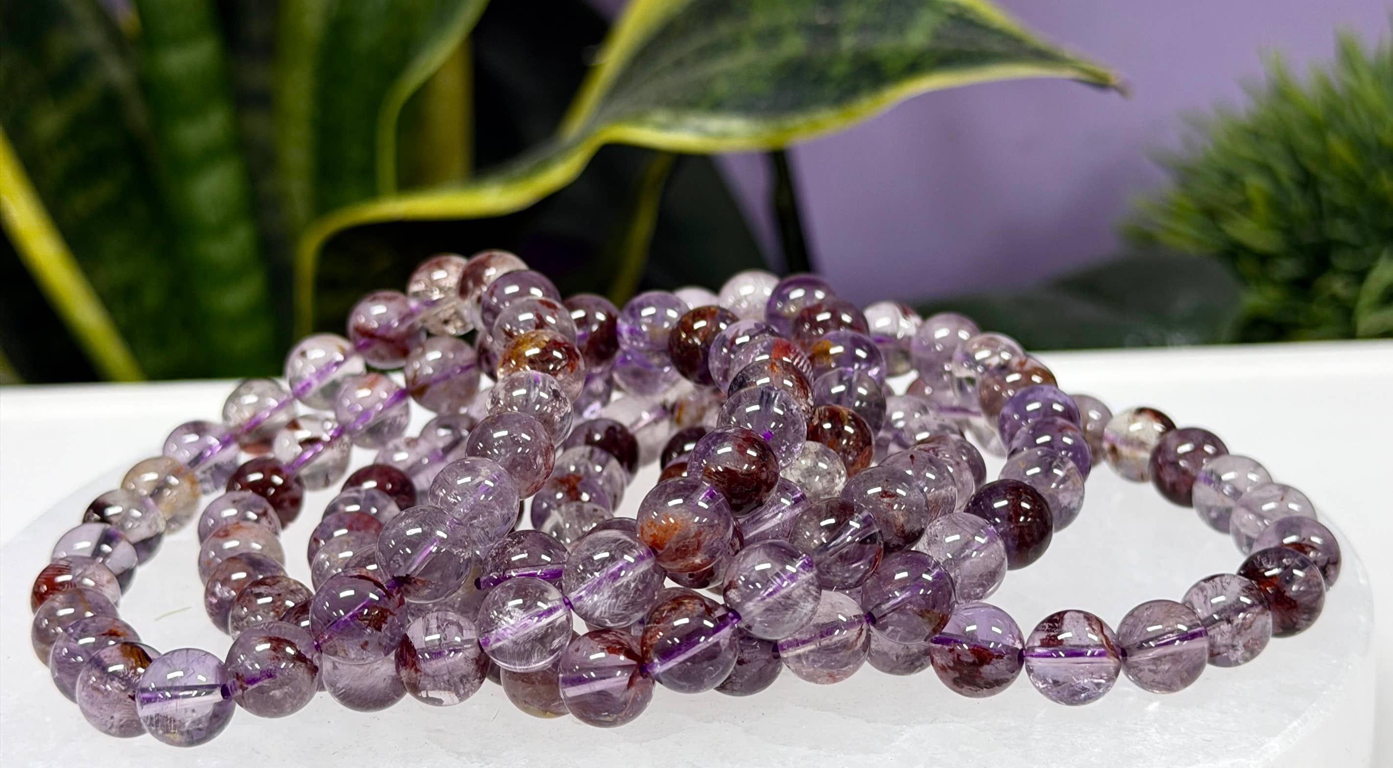 8mm Natural Super 7 Crystal Healing Stretch Bracelet 7.5"