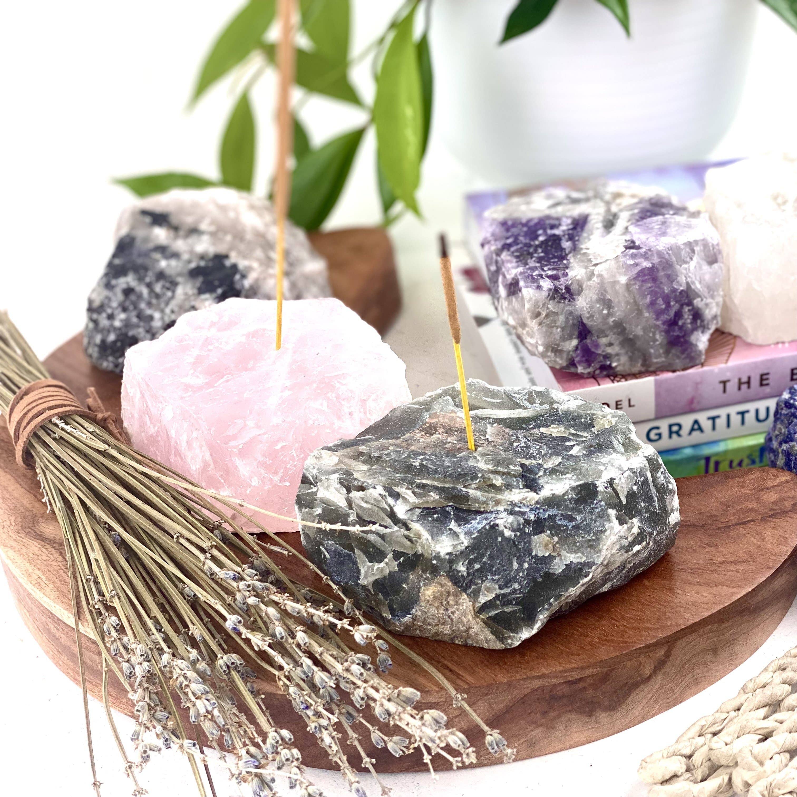 Rough Stone Crystal Incense Burner - Incense Holder: Amethyst