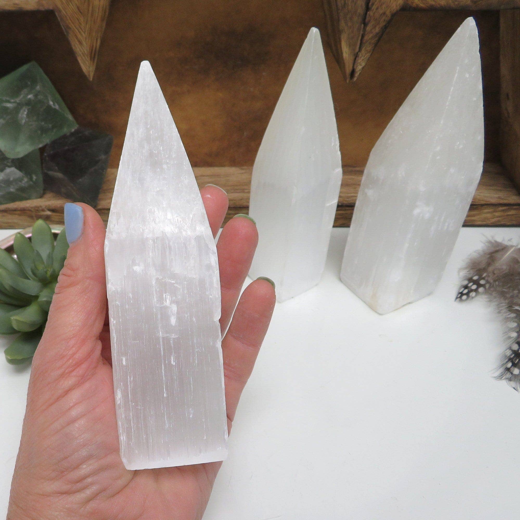 Selenite Crystal Tower Obelisk Point -Stone Generator