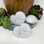 Selenite Crystal Stone Heart - Engraved Eye Pattern Charging