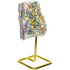 Gemstone Angel Aura Amethyst Cluster on Metal Stand (Each): Amethyst