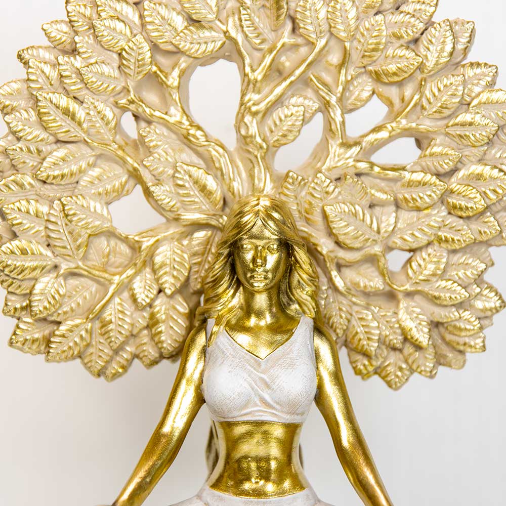 Polyresin Statue Yoga Lady w/Tree of Life (Each): Yoga Lady with Tree of Life