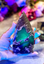 Volcano Agate Teardrop Freeform, UV Reactive Fluorescent: 350-399 Grams