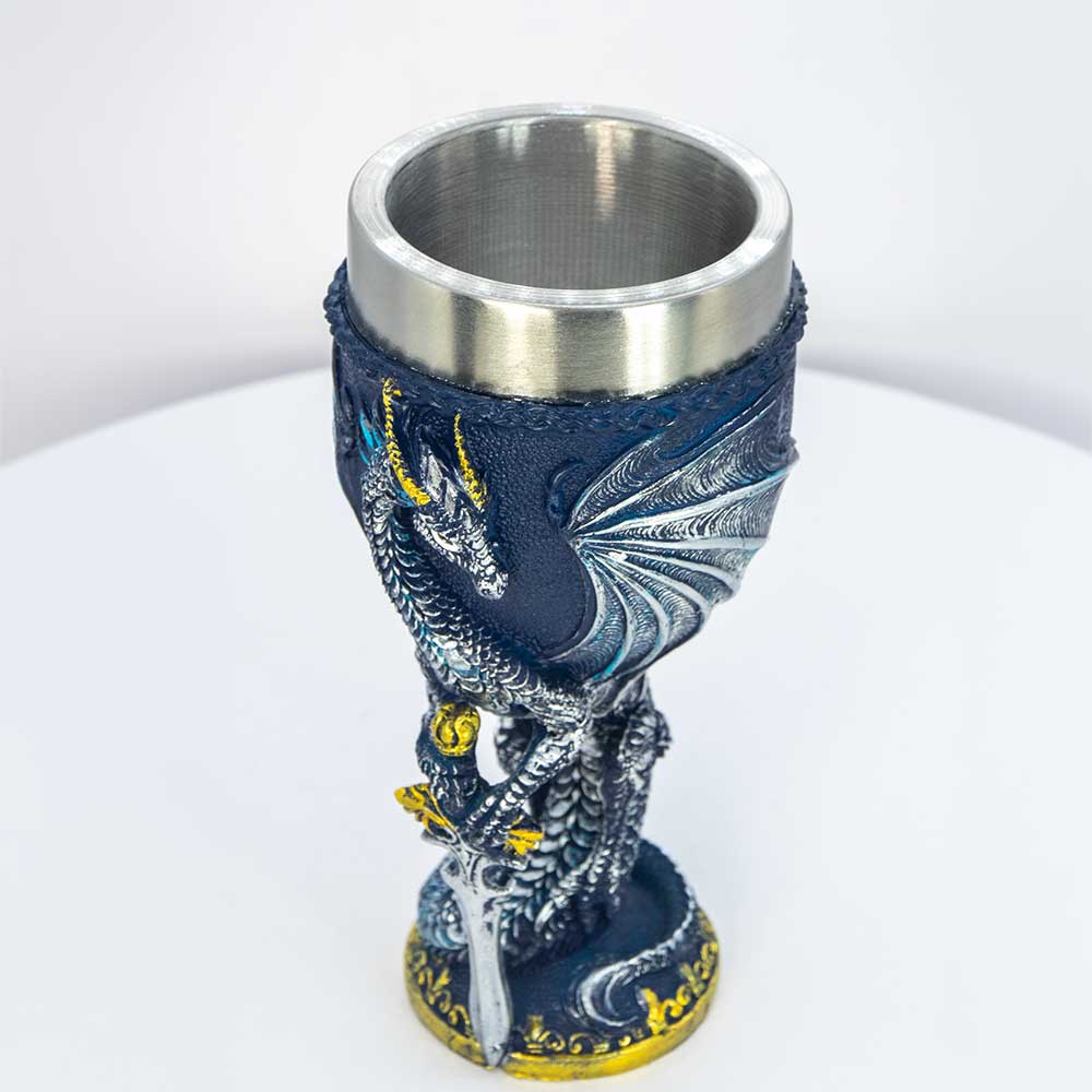 Stainless Steel Chalice - Medieval Dragon w/ Sword (Each): Medieval Dragon