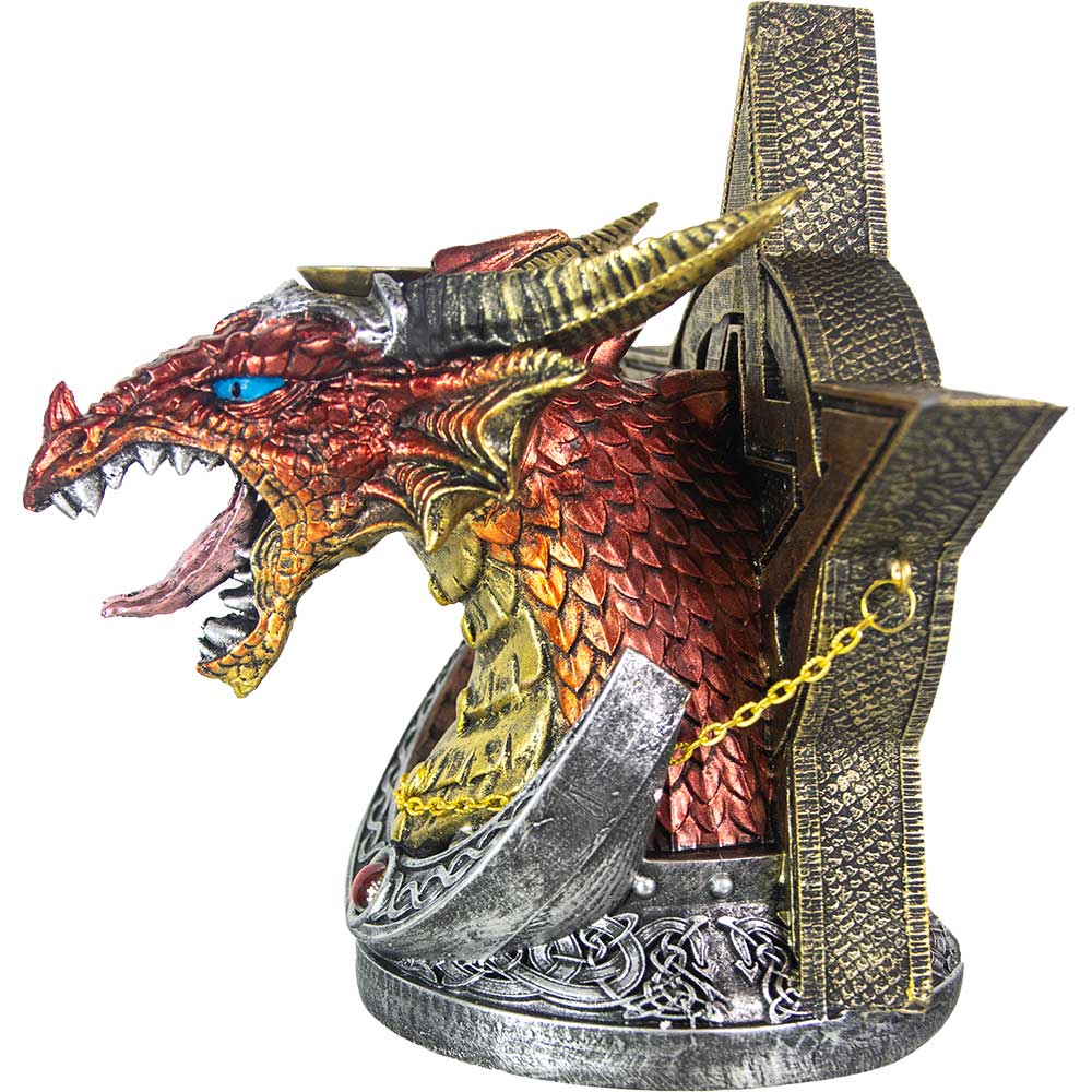 Polyresin Backflow Incense Burner-Dragon Head Pentacle & Gem