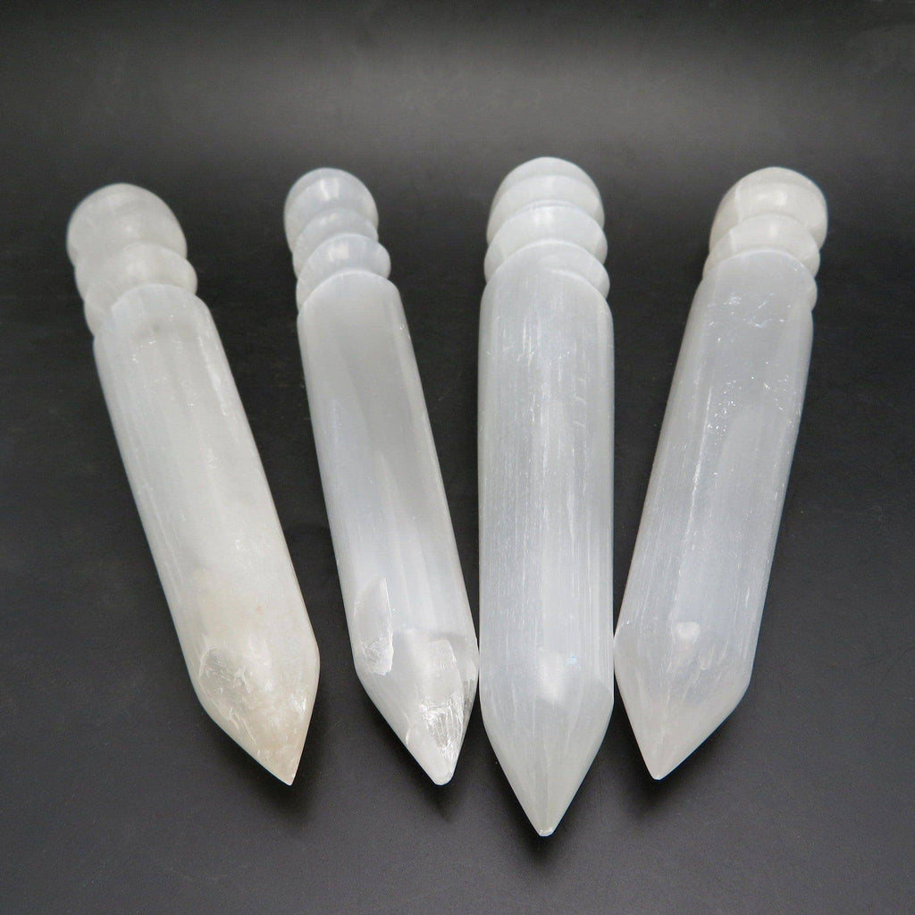 Crystal Selenite Massage Wand -Spiral Twist (RK5-48): 1 piece