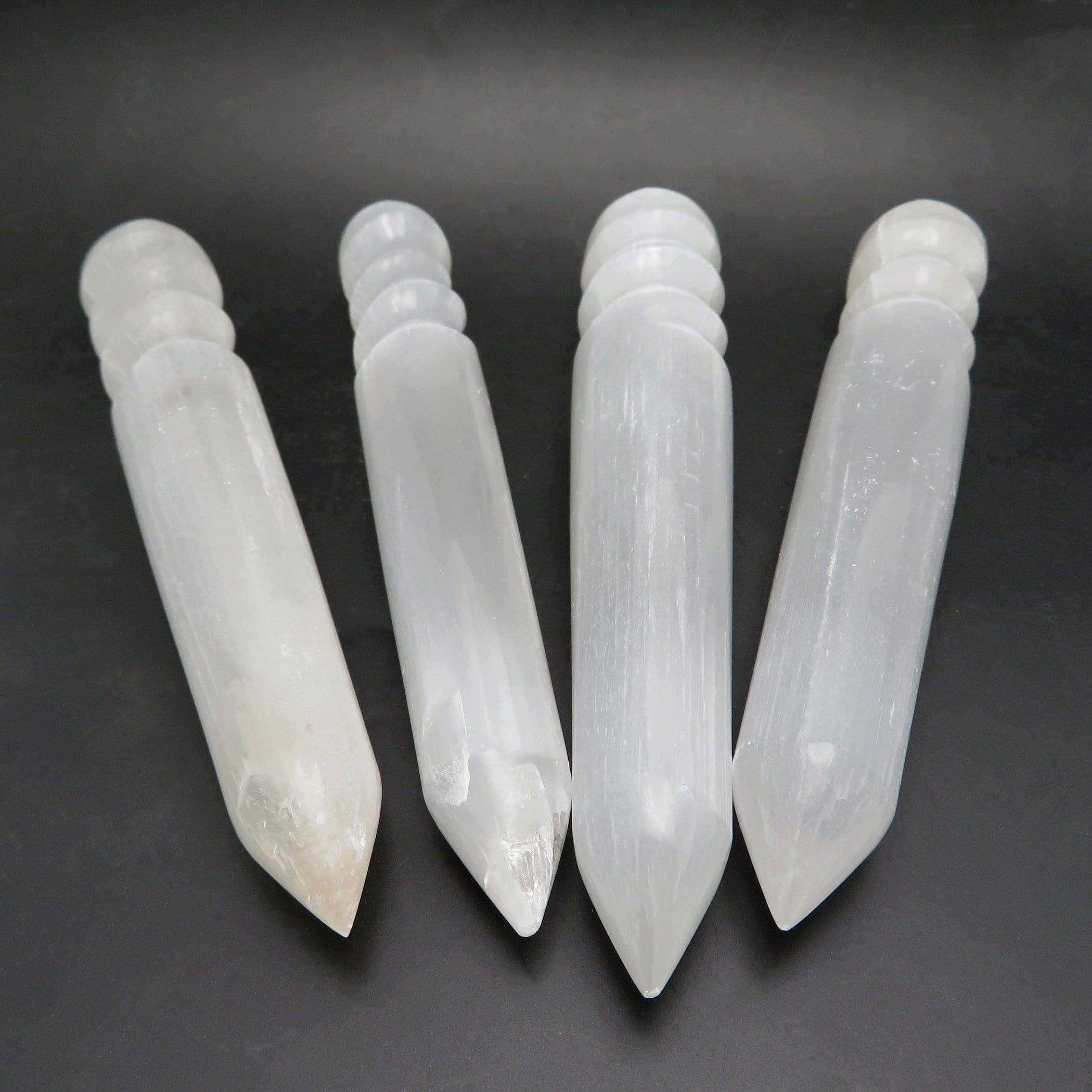 Crystal Selenite Massage Wand -Spiral Twist (RK5-48): 1 piece