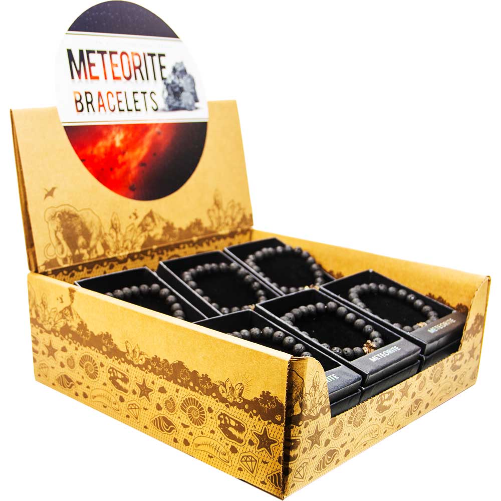Bracelet Display 8mm Beads Meteorite & Lava Stone (12 pack): Meteorite & Lava Stone