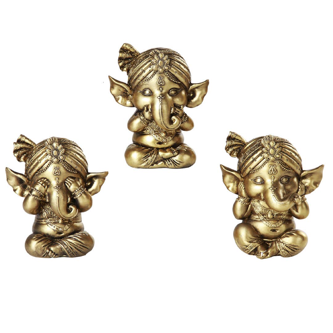 Set of 3 Hear, Speak, See No Evil Lord Ganesha Statues