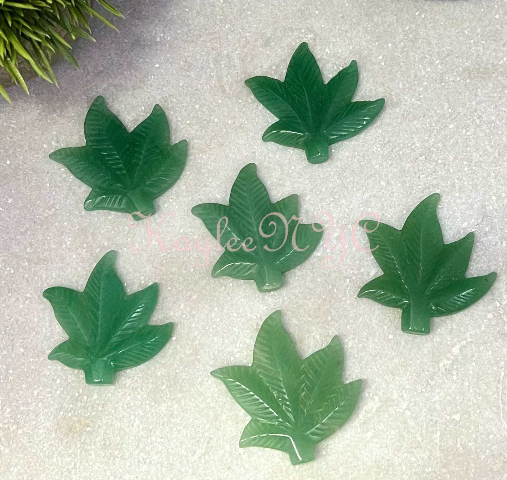 2” Natural Aventurine Pot Leaf for Healing
