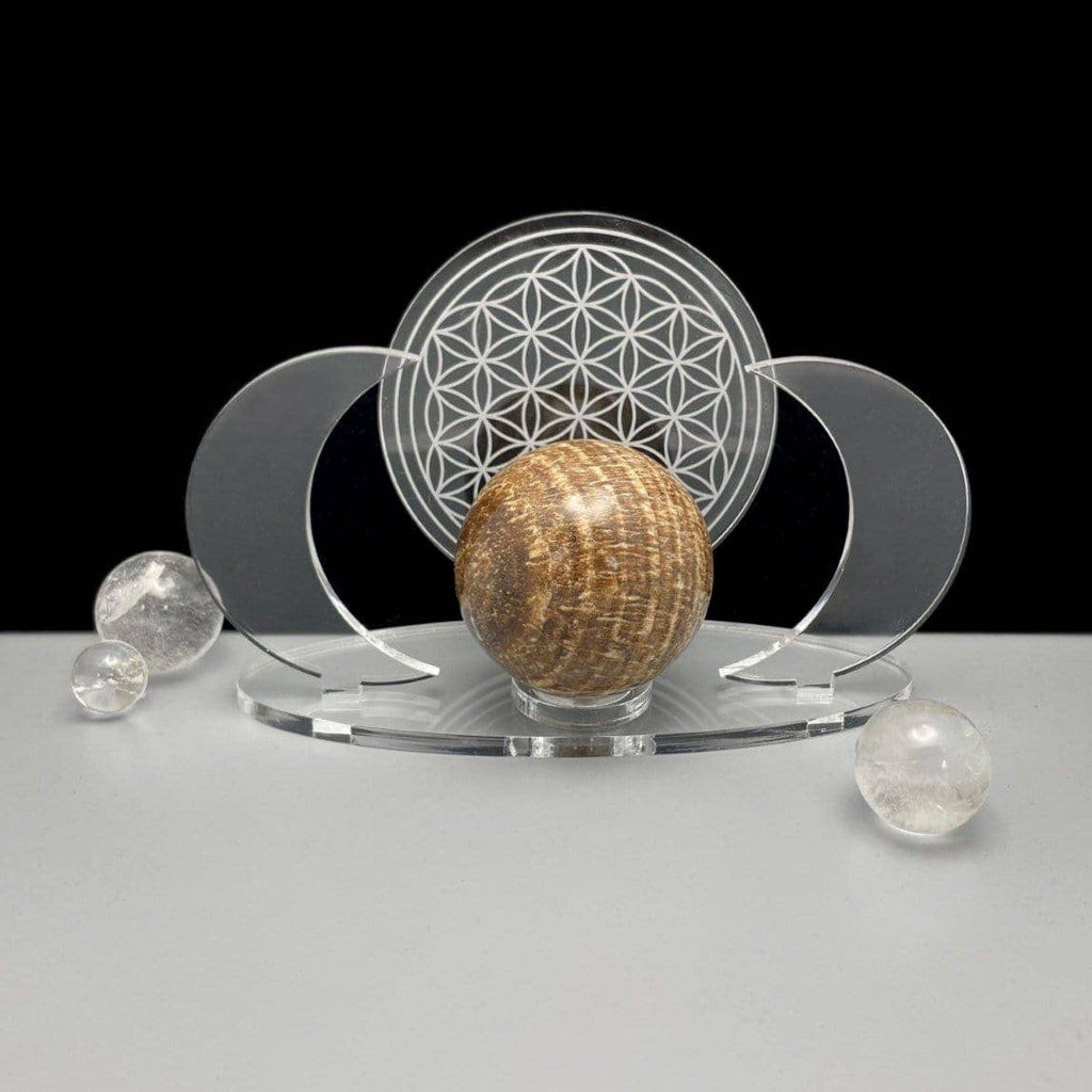 Acrylic Sphere Crystal Holder Moons - Flower of Life