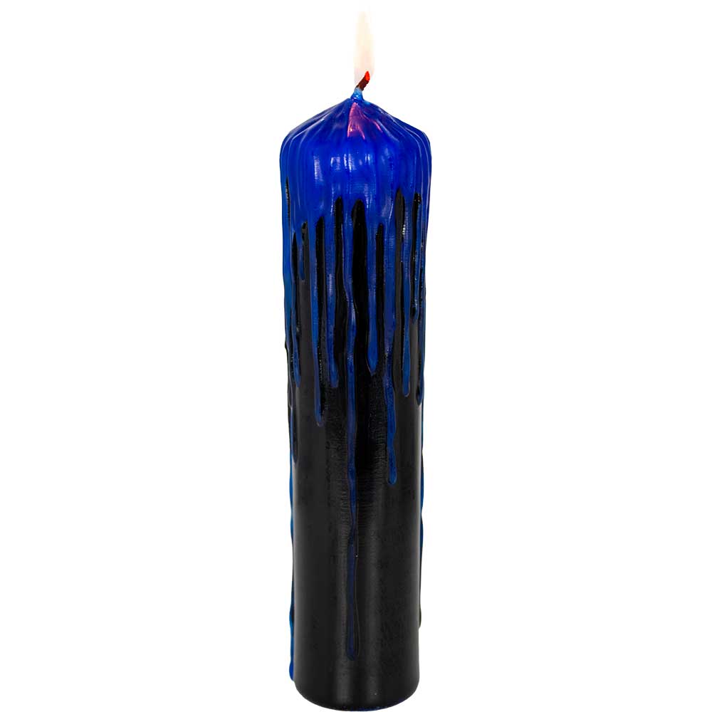Dripping Colors Pillar Candle - Black/Blue (Each): Black/Blue