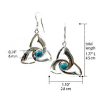 STERLING SILVER - EARRINGS TRIQUETRA CHRYSOCOLLA 1"W X
