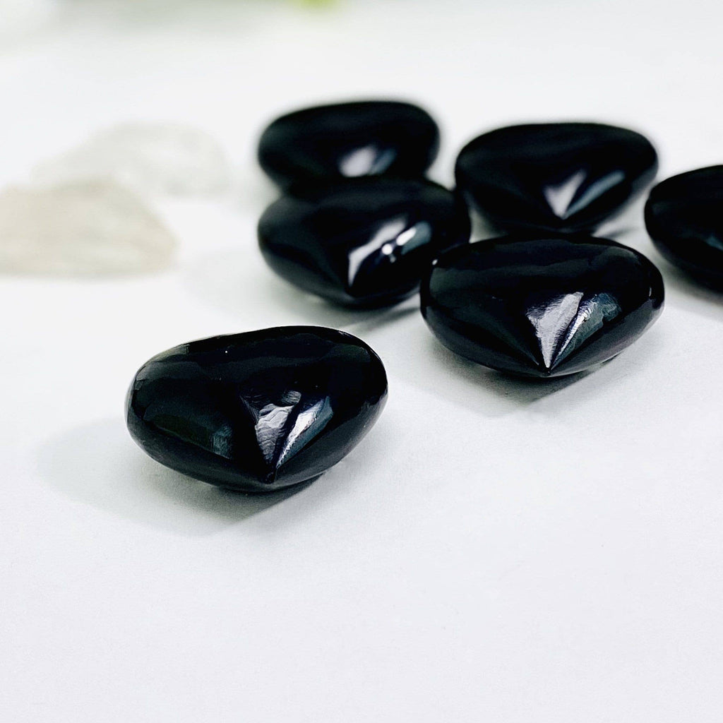 Black Onyx Puff Crystal Hearts