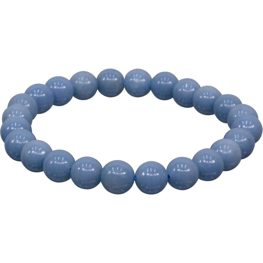 Elastic Bracelet 8mm Round Beads - Angelite (Each)