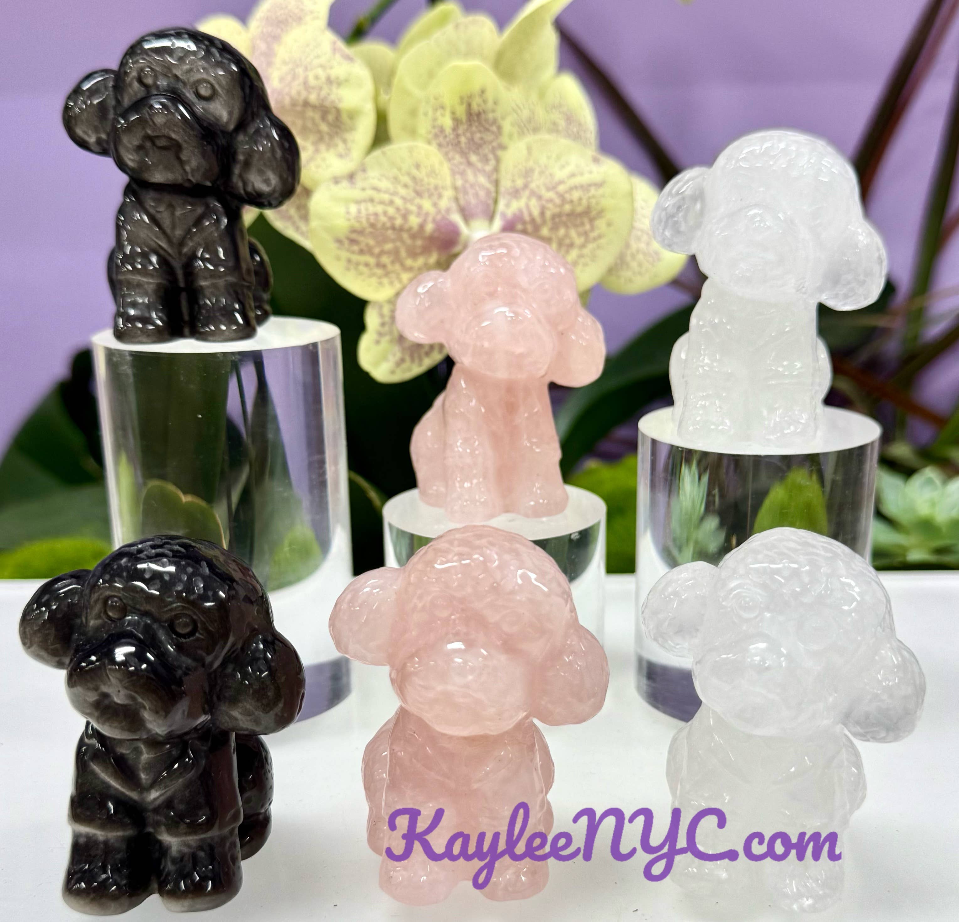 6cm Natural mix Crystal Toy Poodle Healing Energy