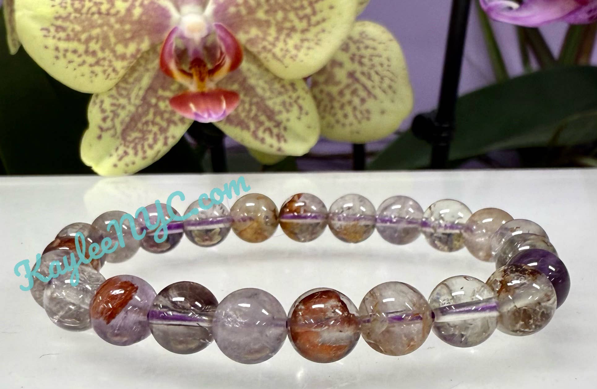 8mm Natural Super 7 Crystal Healing Stretch Bracelet 7.5"