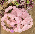 ~15 Rose Quartz Natural Crystal tumble Stretch Bracelet 8”