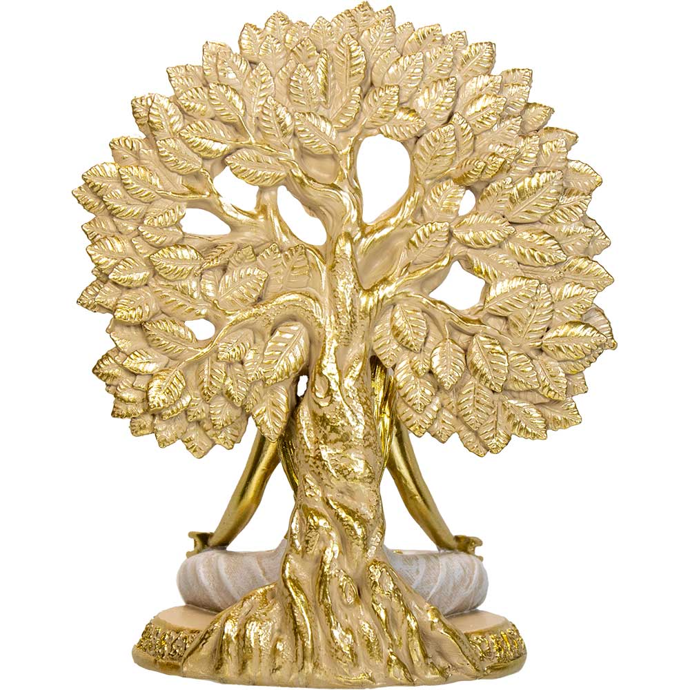 Polyresin Statue Yoga Lady w/Tree of Life (Each): Yoga Lady with Tree of Life