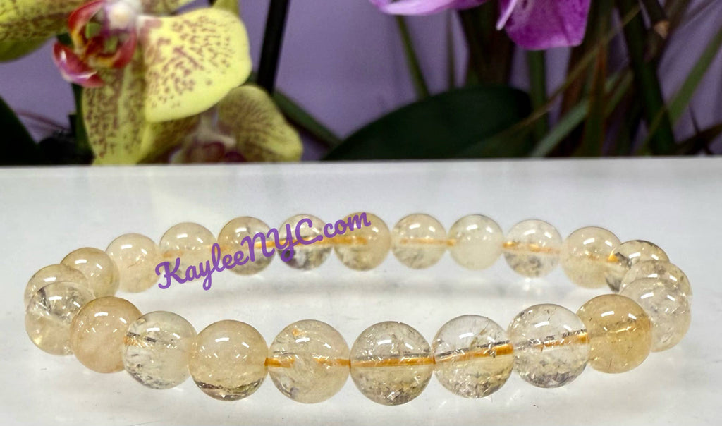 8mm Citrine Crystal Healing Stretch Bracelets 7.5" Energy