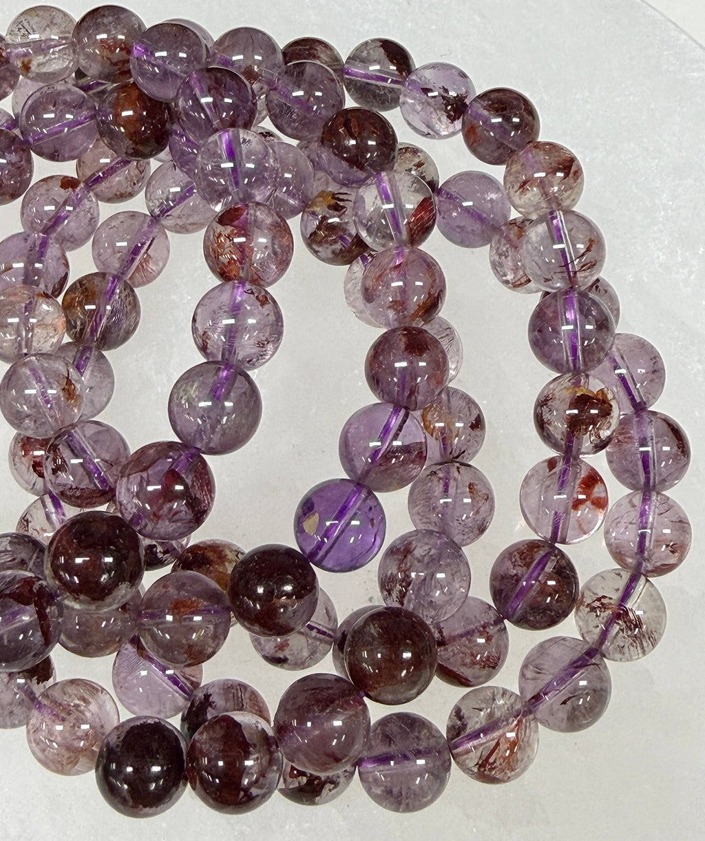 8mm Natural Super 7 Crystal Healing Stretch Bracelet 7.5"