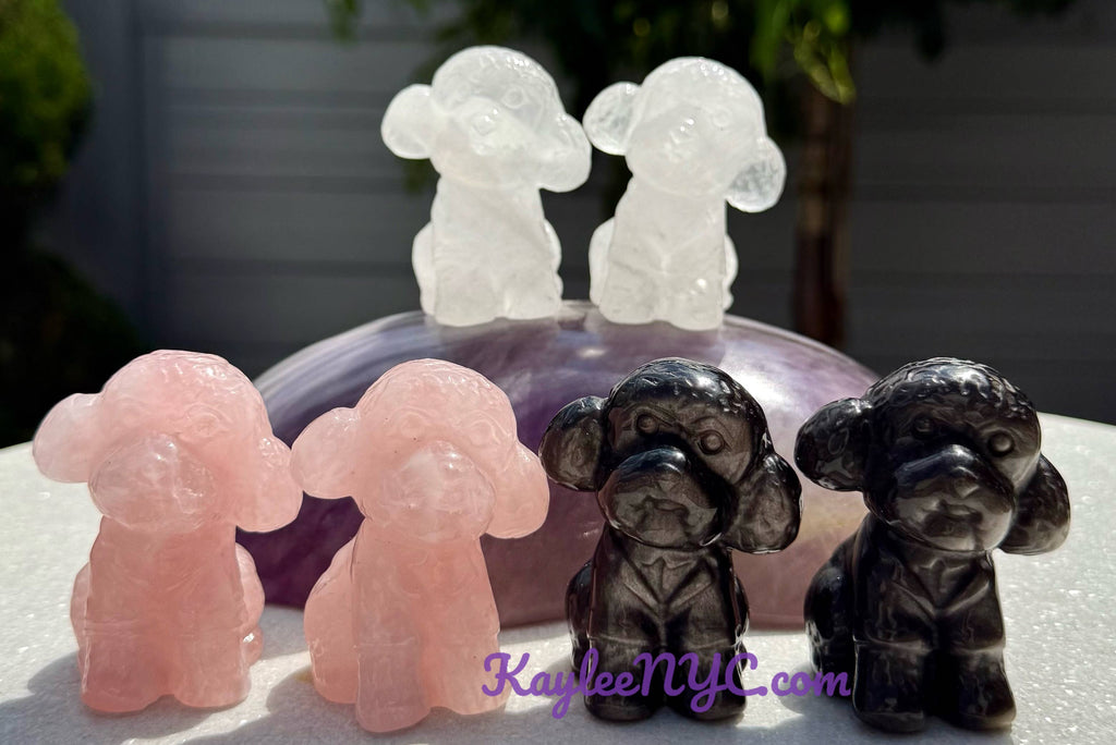 6cm Natural mix Crystal Toy Poodle Healing Energy